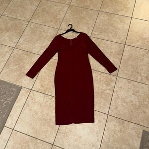 Fashion Nova Vintage OG Long Sleeve Maroon Dress